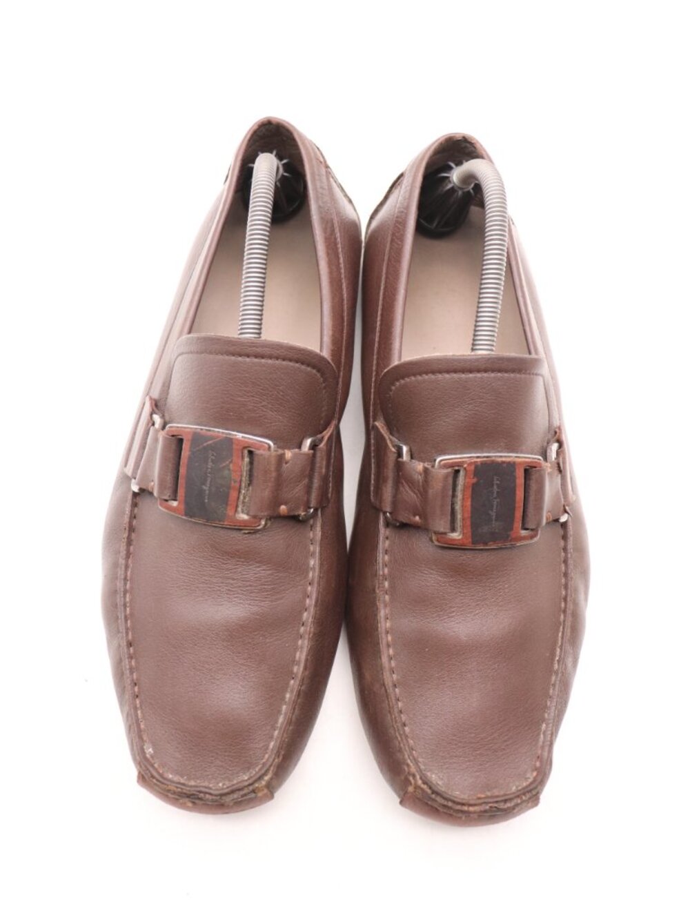 Salvatore Ferragamo Sardegna Men's 10 EEE Brown Leather Driving Loafers Dress
